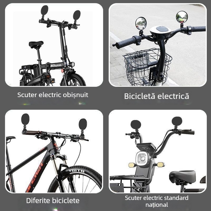 Set de 2 oglinzi retrovizoare rotative 360° pentru vehicule electrice și biciclete