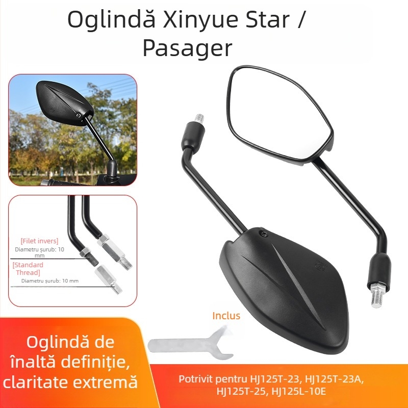 Oglindă retrovizoare pentru scuter Haojue VF125 – HJ125T-23, PV+ sticlă, carcasă PC, model New Joy Star