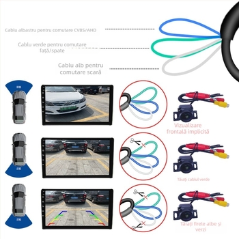 Camera pentru parcare din spate montată pe vehicul JF-T14, 1000TVL, 12V, unghi de vizualizare 180°, intrare video bidirecțională