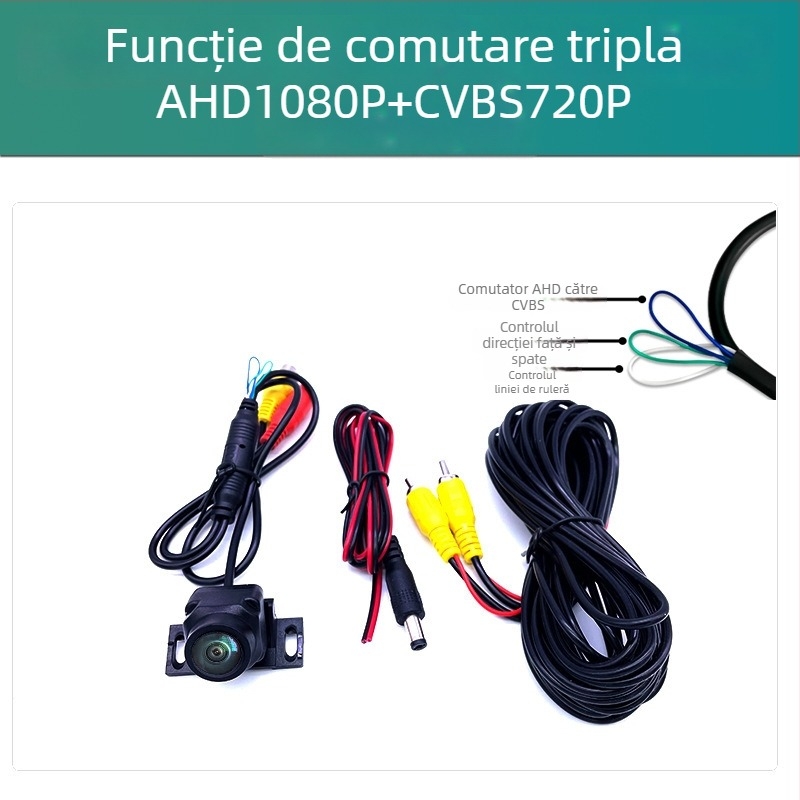 Camera pentru parcare din spate montată pe vehicul JF-T14, 1000TVL, 12V, unghi de vizualizare 180°, intrare video bidirecțională