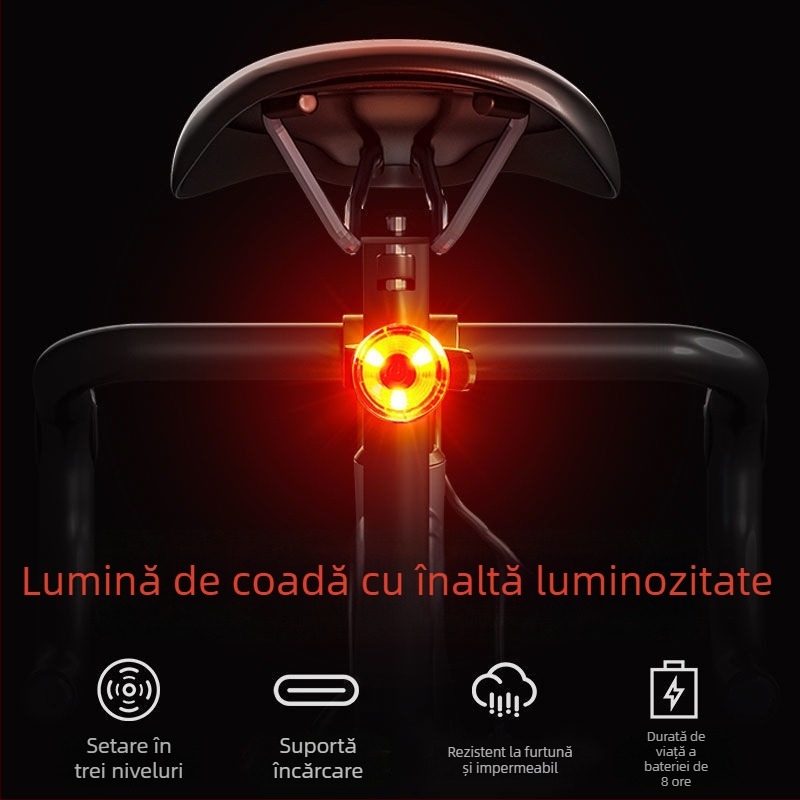 Lumină spate de bicicletă reîncărcabilă pentru biciclete MTB și de oraș, lumină de avertizare pentru plimbări nocturne, model TTT1005548317