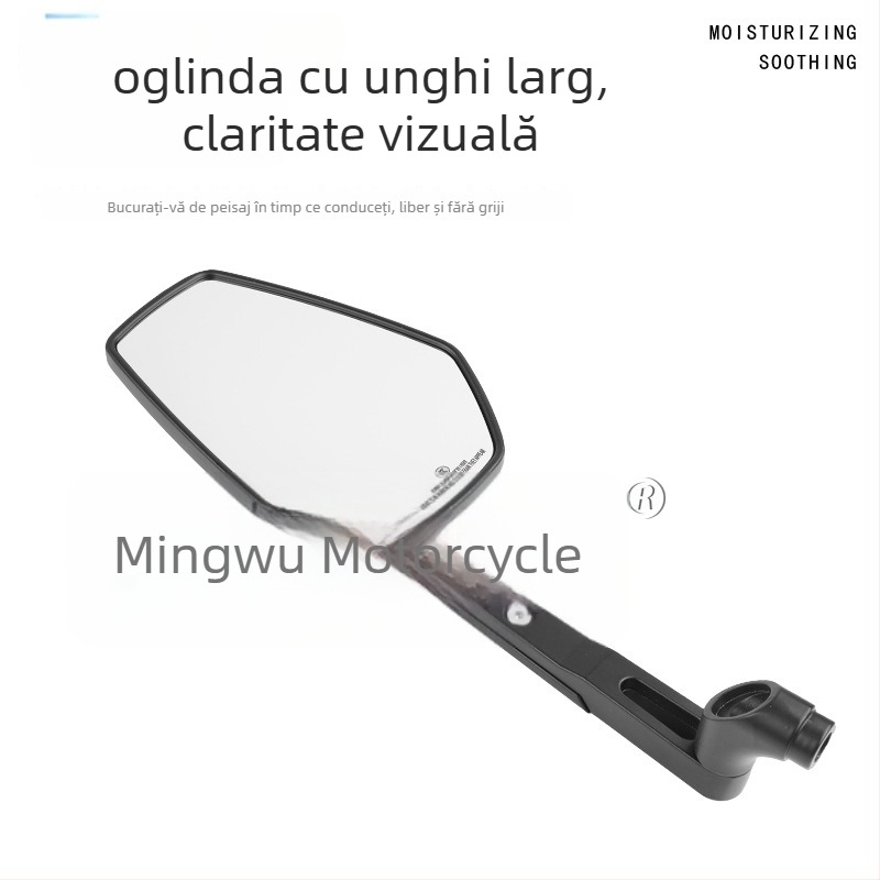 Oglindă retrovizoare pentru motocicletă și vehicul electric, unghi larg de înaltă definiție, model E519, aliaj de aluminiu, oglindă pătrată, filetare dreaptă