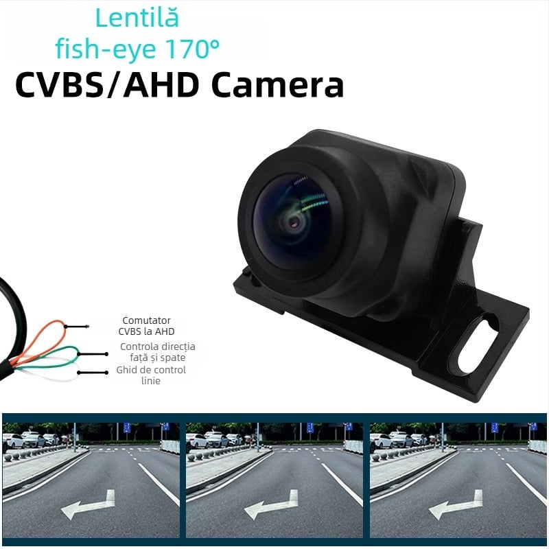 Cameră de mers înapoi montată pe vehicul, rezoluție 1920x1080, AHD1080P, unghi de vizualizare 170°, alimentare 12V, semnal video AV