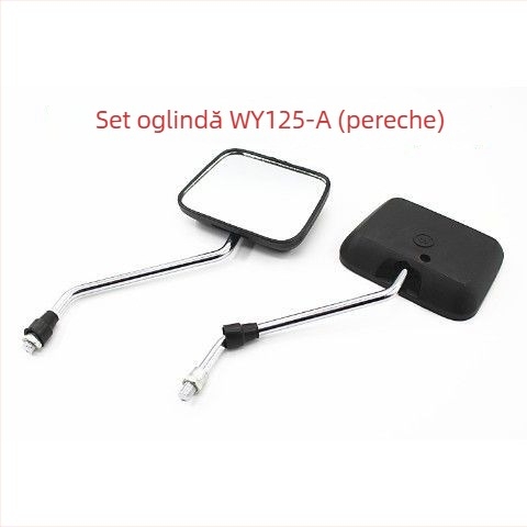 Oglindă retrovizoare pentru WY125, motocicletă cu trei roți | Oglindă din sticlă, carcasă din plastic, montaj cu dinți pozitivi, Certificat 3C 2023001115000005