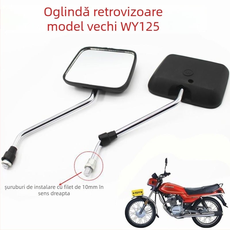 Oglindă retrovizoare pentru WY125, motocicletă cu trei roți | Oglindă din sticlă, carcasă din plastic, montaj cu dinți pozitivi, Certificat 3C 2023001115000005