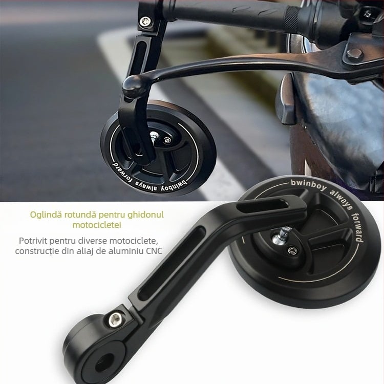 Oglindă retro rotundă pentru ghidonul unei motociclete - aliaj de aluminiu, model 56929889, cod produs Tb-906244883236