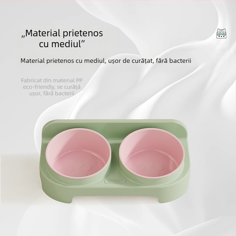 Vas all-in-one pentru apă și mâncare pentru pisici, cu protecție a gâtului, fără scurgeri, ușor de curățat; material PP, origine Zhejiang, marcă kimpets, potrivit pentru pisici.