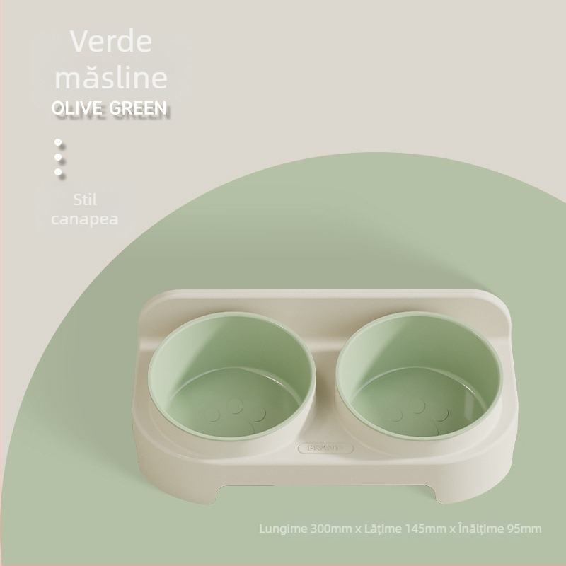 Vas all-in-one pentru apă și mâncare pentru pisici, cu protecție a gâtului, fără scurgeri, ușor de curățat; material PP, origine Zhejiang, marcă kimpets, potrivit pentru pisici.