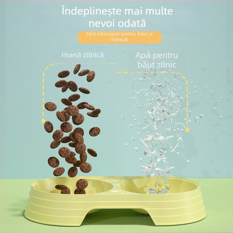 Vas pentru pisică, cu două boluri antiderapante, din plastic, Curly Tail