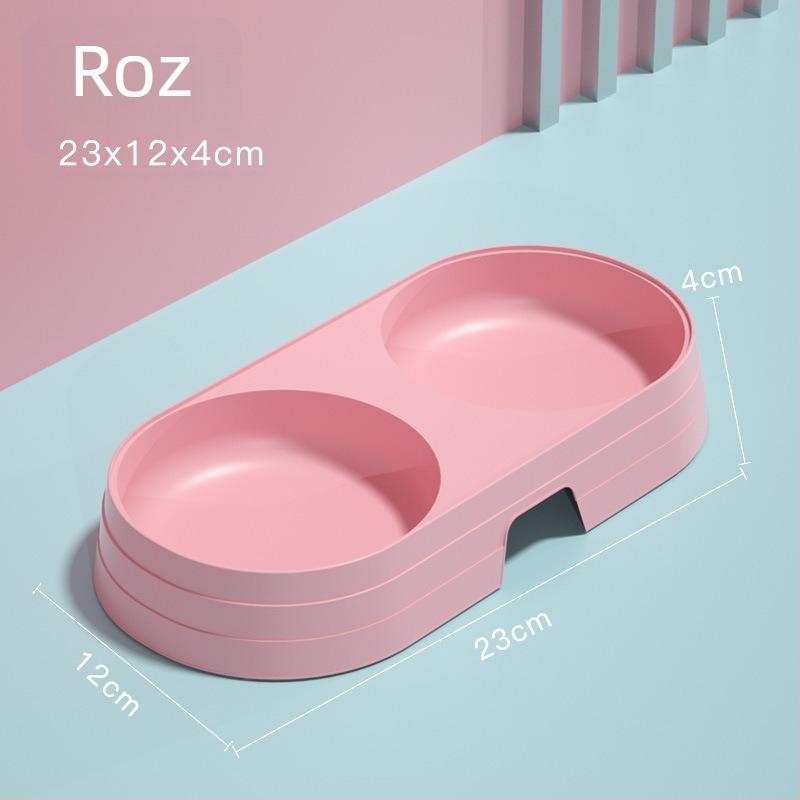 Vas pentru pisică, cu două boluri antiderapante, din plastic, Curly Tail