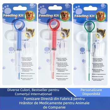 Dispozitiv de administrare medicamente pentru animale de companie, seringă push pentru pastile de pisici și picături, universal pentru pisici și câini, din plastic