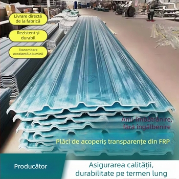 Placă FRP transparentă pentru colectarea luminii, pentru seră — în formă de scară, întărită cu fibre de poliester; rezistentă la îmbătrânire, la grindină, la coroziune, ignifugă și izolantă termic