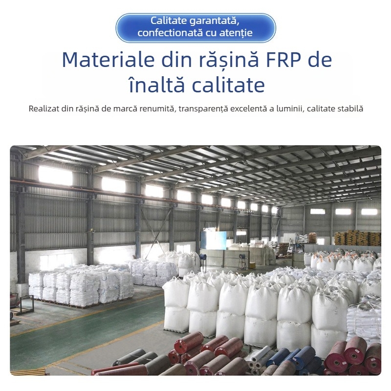 Placă FRP transparentă pentru colectarea luminii, pentru seră — în formă de scară, întărită cu fibre de poliester; rezistentă la îmbătrânire, la grindină, la coroziune, ignifugă și izolantă termic