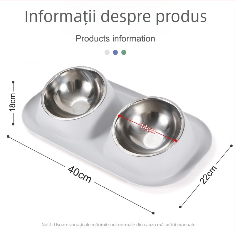 Anti-leak bol dublu pentru animale de companie - oțel inoxidabil, pentru pisică, 350 g, origine Zhejiang