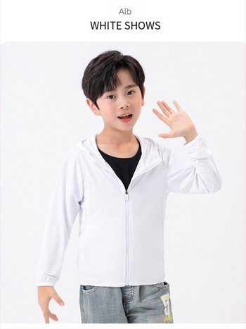 Jachetă pentru copii cu glugă, protecție UV UPF50, uscare rapidă, respirabilă, Ice Silk material