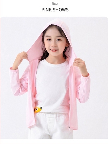 Jachetă pentru copii cu glugă, protecție UV UPF50, uscare rapidă, respirabilă, Ice Silk material