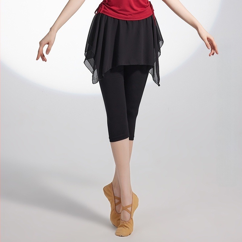 Pantalon-fustă cu plasă pentru femei adulte – balet latin, îmbrăcăminte de practică, Material Modal