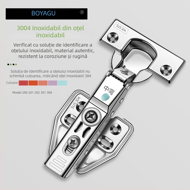 Pantă hidraulică pentru ușa de dulap cu amortizor, oțel inoxidabil 304, model 304A, finisaj fin, stil modern