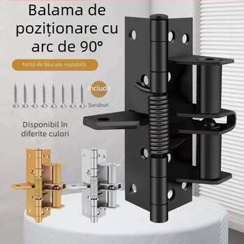 Balama cu arc multifuncțională pentru uși, închidere automată, balama ascunsă, oțel mangan, tamponare 90%
