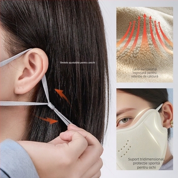 Mască unisex de iarnă din lână australiană, finisaj satinat, rezistentă la praf și vânt