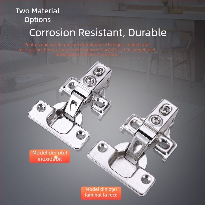 Balama de dulap din oțel inoxidabil cu amortizare, model MFL07, oțel inoxidabil 201, suprafață lustruită, stil modern minimalist