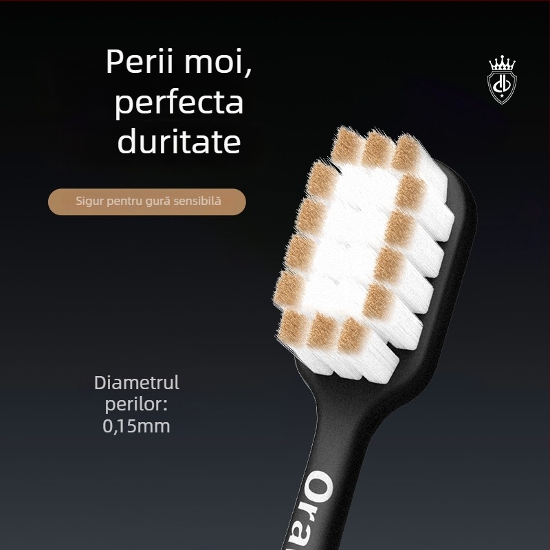 Oralgos periuță de dinți manuală DB-XA007, pachet de două, perii moi, cap lat, protecție a gingiilor, mâner antiderapant