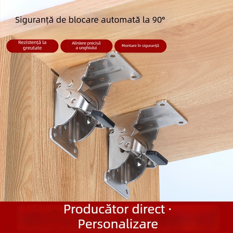 Balama cu arc, pliabilă, îngroșată, reglabilă 90°–180°, auto-blocare pentru conectarea mobilierului, model 7055, oțel mangan, placare nichelată, brand Honor Horse, stil modern simplu