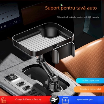 Cheges CP12 – tavă de depozitare pentru consola centrală a mașinii, ABS plastic, compatibilă cu suportul pentru pahar de apă