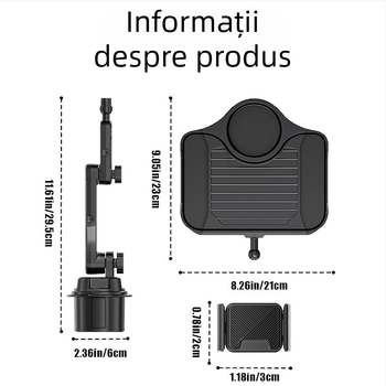 Cheges CP12 – tavă de depozitare pentru consola centrală a mașinii, ABS plastic, compatibilă cu suportul pentru pahar de apă