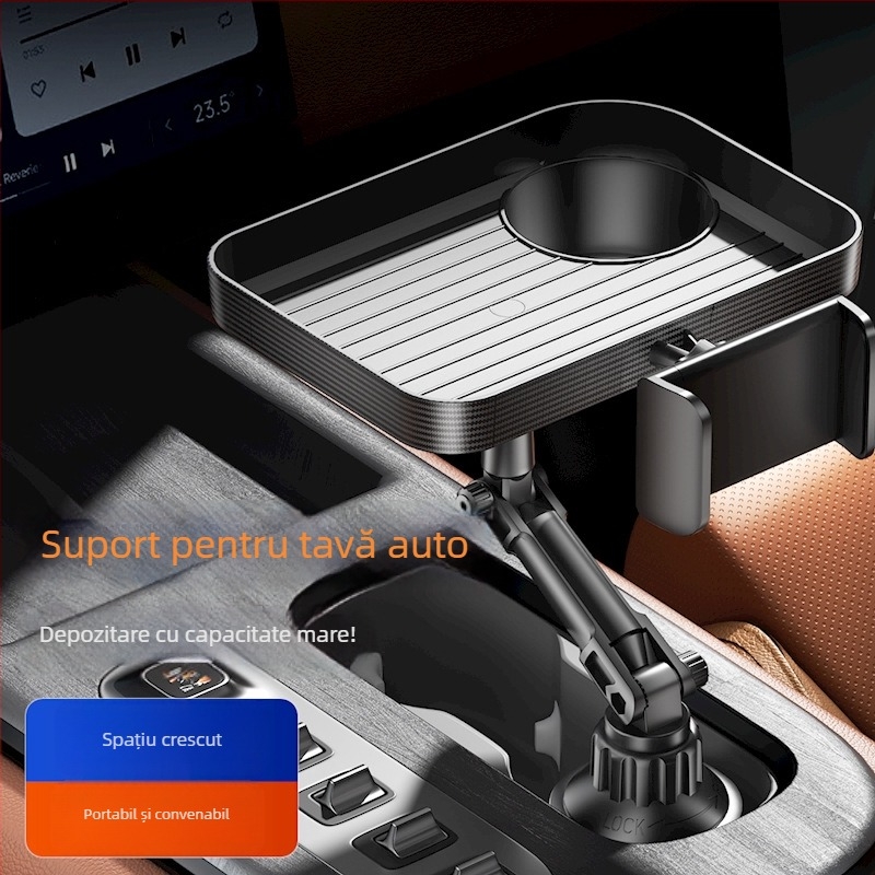Cheges CP12 – tavă de depozitare pentru consola centrală a mașinii, ABS plastic, compatibilă cu suportul pentru pahar de apă