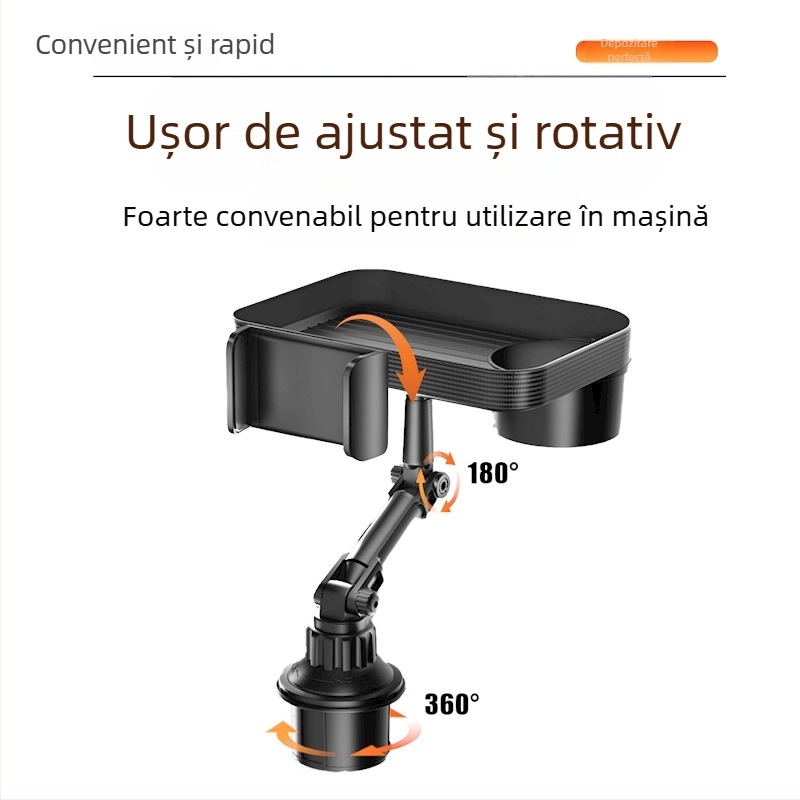 Cheges CP12 – tavă de depozitare pentru consola centrală a mașinii, ABS plastic, compatibilă cu suportul pentru pahar de apă
