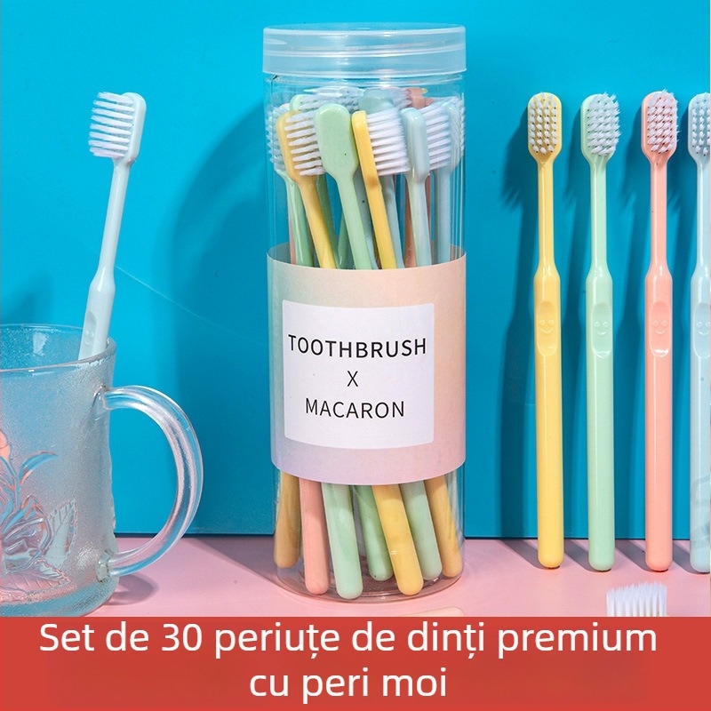 Periuță de dinți manuală, peri moi, ambalaj tip găleată, 20 bucăți, pentru adulți