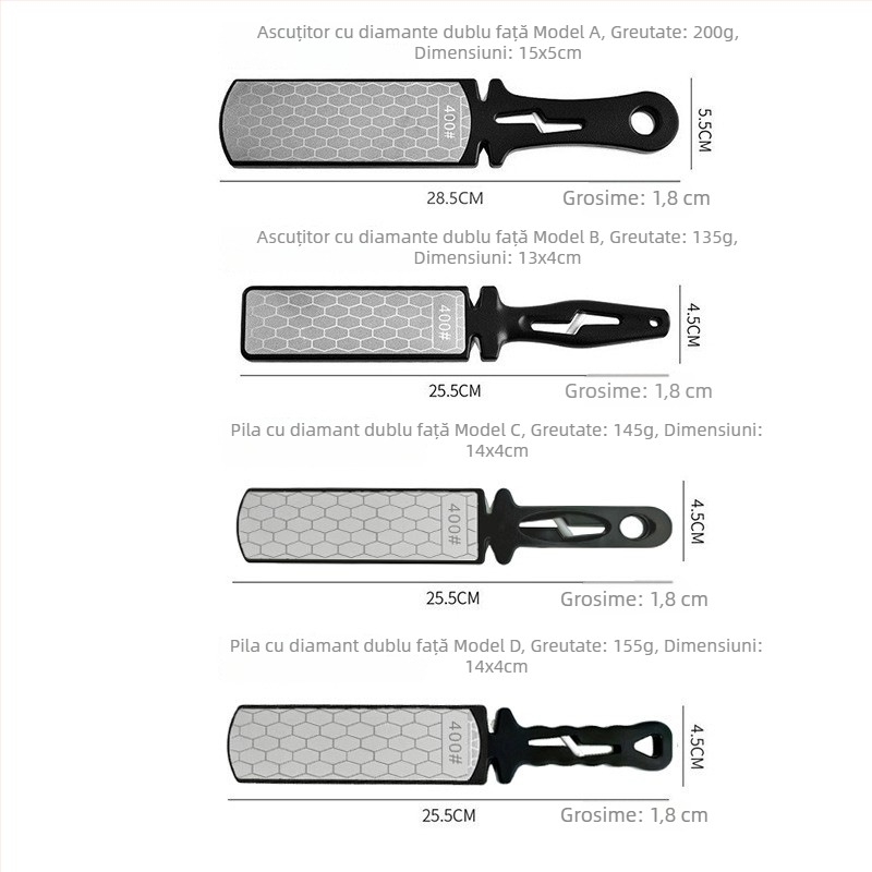 Ascuțitor diamant dublu-fațet pentru ascuțire rapidă a cuțitelor de bucătărie și a foarfecelor; prelucrare personalizabilă; etichetă privată licențiată