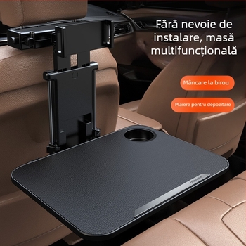 Masă pentru bancheta din spate a mașinii – multifuncțională, pliabilă, ușor de asamblat/demontat; Material: plastic; Montaj pe perete; Marcă: Helloleiboo/Leiben; Compatibil universal