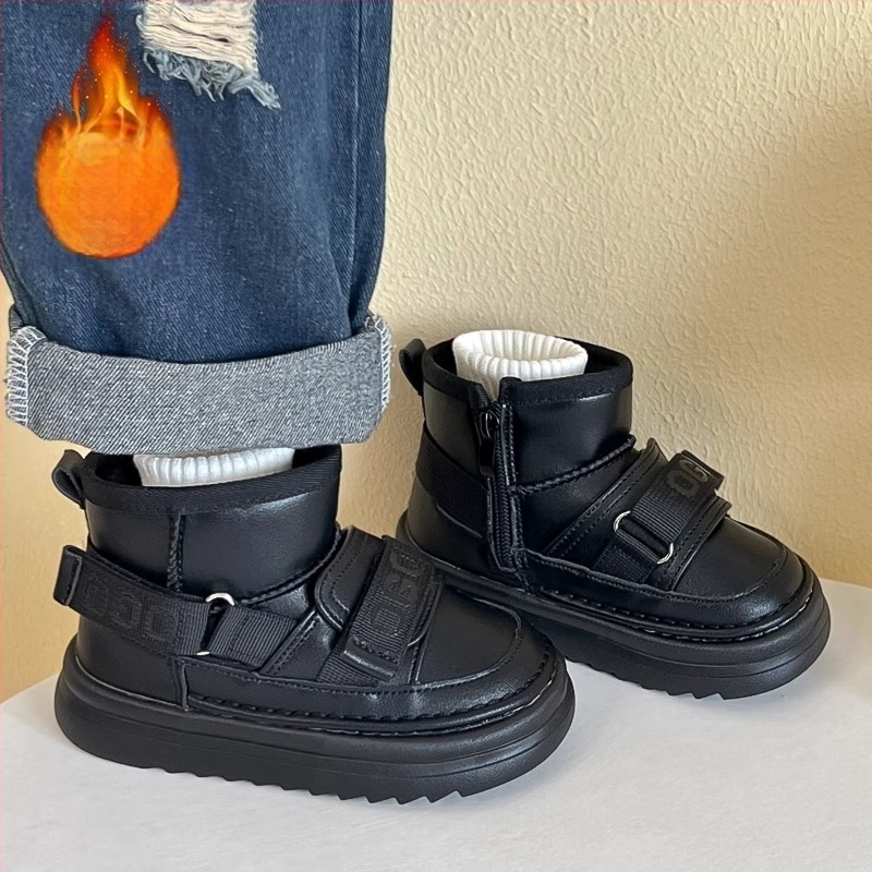 Botine pentru copii – Iarnă 2025, Stil coreean, Unisex, Exterior din microfibră de piele, Talpă din cauciuc, Pentru copii 7–16 ani, TY-808