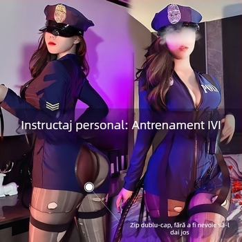 Uniformă de polițist pentru rol într-un club - costum dintr-o piesă, strâns, stil stewardess-instructor, poliester