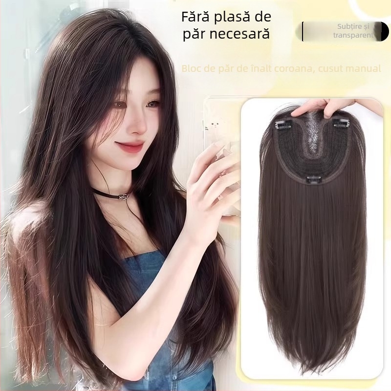 Longyang Perucă pentru Femei, Păr Drept, Mătase la Temperatură Înaltă, Semi‑făcută, Nu Poate Fi Vopsită sau Îndreptată