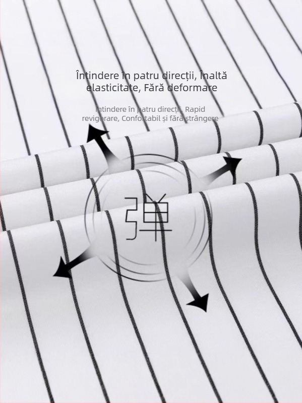 Cămașă dungată, elasticitate în patru direcții, rezistentă la cute, fără călcare, mâneci lungi