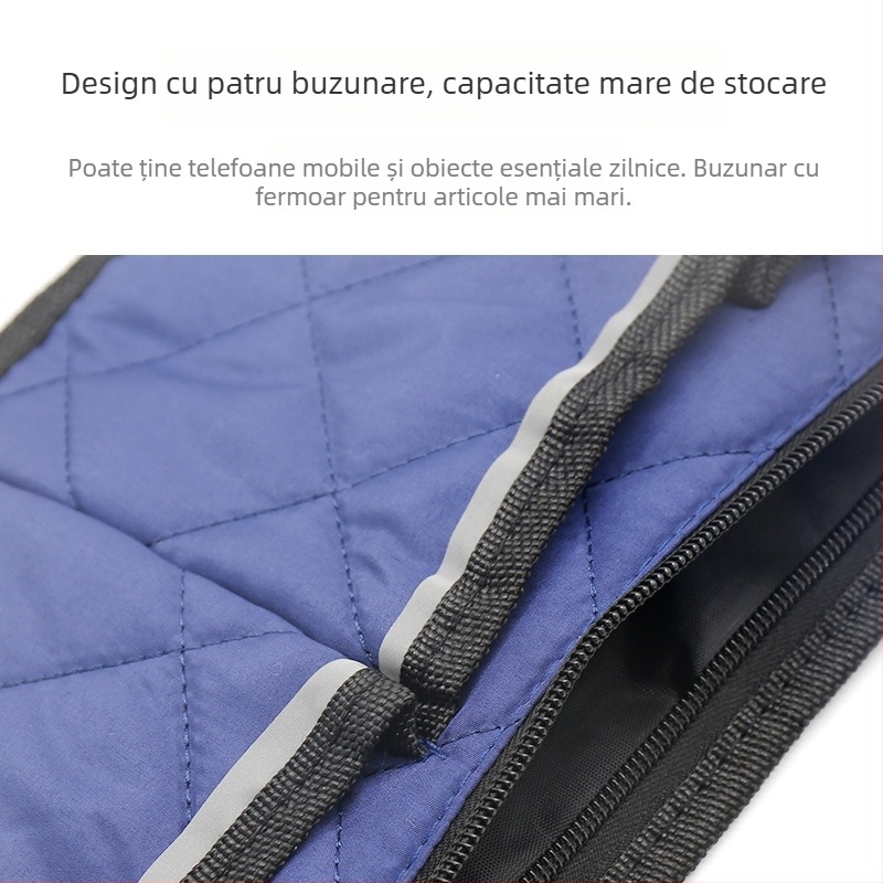 Geantă laterală de depozitare pentru scaun cu rotile — buzunar multifuncțional cu benzi reflectorizante, formă pătrată, pentru călătorii și cărucioare