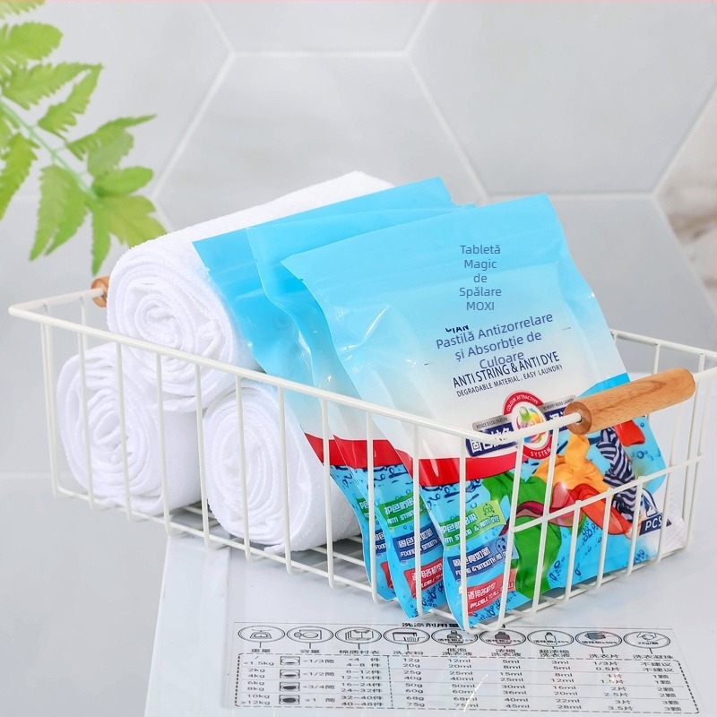 Foaie absorbantă pentru culori pentru mașina de spălat, previne transferul culorilor, hârtie nețesută absorbantă, 20 buc./pachet, 200 pachete pe cutie, Brand Magic Washing Tablets