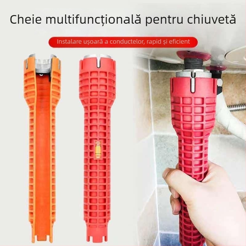 Fixator de poziționare în unghi drept - unealtă sanitară multifuncțională pentru baie, demontaj și montaj pentru chiuvetă, țevi și robinet unghiular (Importat: Nu; Fără mărci private licențiate)