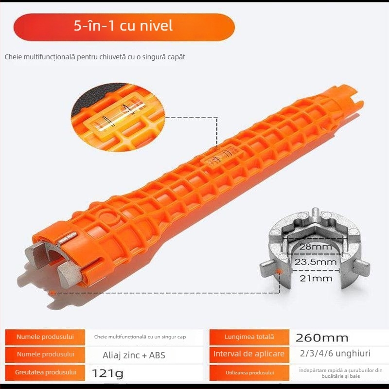 Fixator de poziționare în unghi drept - unealtă sanitară multifuncțională pentru baie, demontaj și montaj pentru chiuvetă, țevi și robinet unghiular (Importat: Nu; Fără mărci private licențiate)