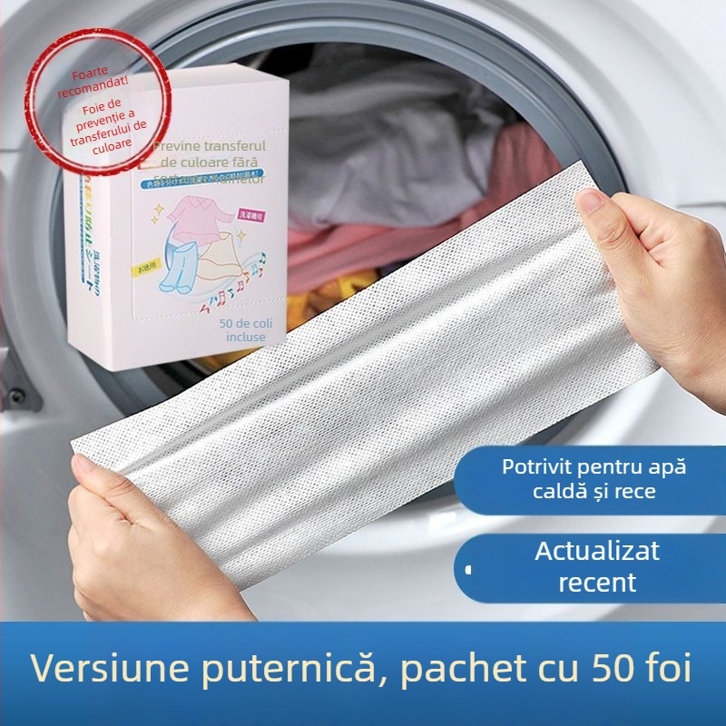 Foaie Color Catcher pentru rufe – țesătură nețesută, protecție împotriva decolorării, Ambalare: cutie, Cantitate în cutie: 50, Brand: Altul