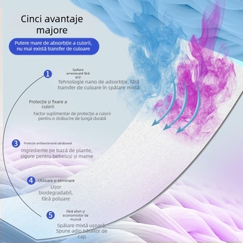 Foi absorbante pentru culori, pentru prevenirea transferului de culoare în mașina de spălat