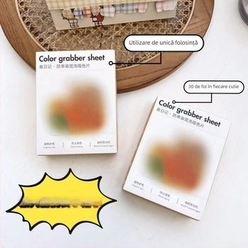 Foaie absorbantă pentru culori la spălarea hainelor – previne transferul de culoare, hârtie de spălat, captează nuanțe