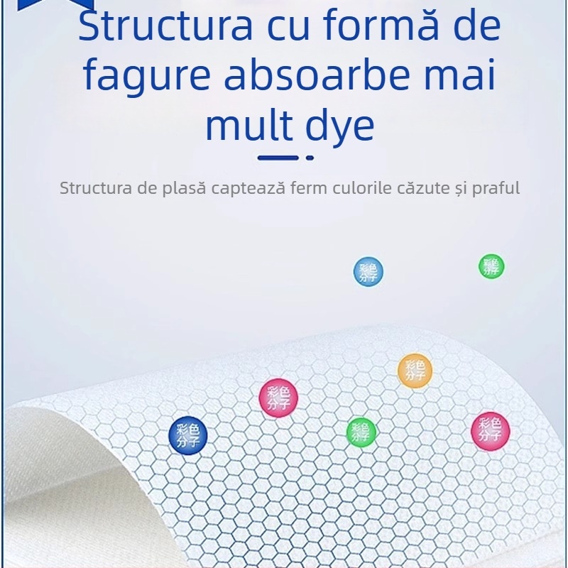 Foaie Color Catcher pentru rufe — absoarbe culoarea, previne amestecarea culorilor, captator de scame