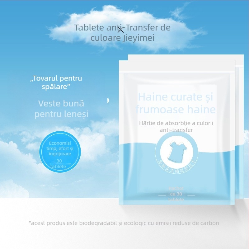 Foi de rufe cu absorbție a culorilor – protecție împotriva transferului de culoare pentru rufe la cicluri mixte