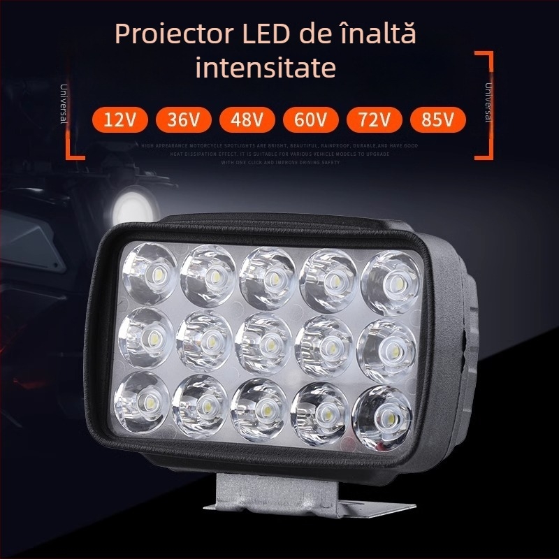 Shouli far LED frontal cu putere înaltă pentru triciclu electric, montaj exterior, compatibil cu 12V/48V/60V/72V