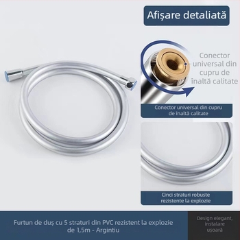 Huixin HX-8171 furtun de duș PVC, flexibil, rezistent la temperaturi înalte, anti-burst, instalare manuală
