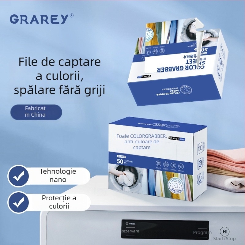 Folie de rufe cu fixare a culorilor, previne transferul culorilor și petele, antibacterian, nu se decolorează — Greyia
